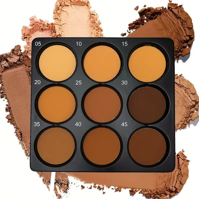 9-Color Dark Bronze Palette (Contour, Concealer & Matte Glow)
