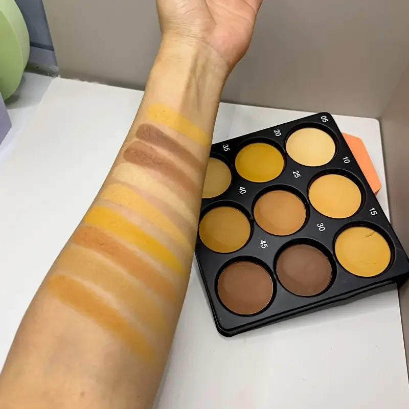 9-Color Dark Bronze Palette (Contour, Concealer & Matte Glow)
